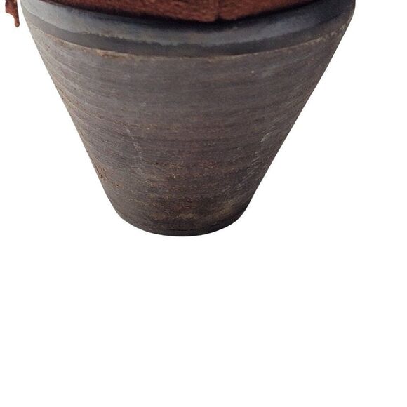 Gianni Bini Rust Brown Suede Fringe Western Ankle Booties 9 Leather Heeled Boot - Picture 11 of 13